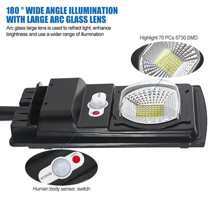 6500K 12v Dc 100W LED تعمل بالطاقة الشمسية ضوء الشارع 110lm / W الاستخدام المنزلي