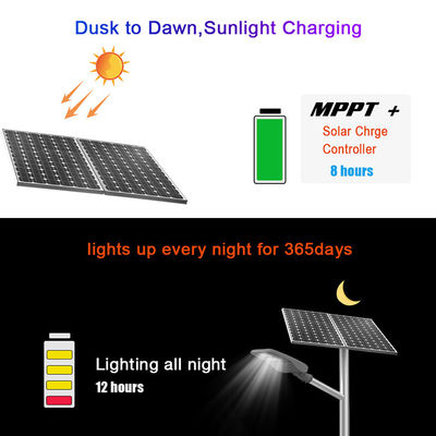 الكل في واحد 14000lm 30W 80W LED بالطاقة الشمسية ضوء الشارع 18V تثبيت القطب