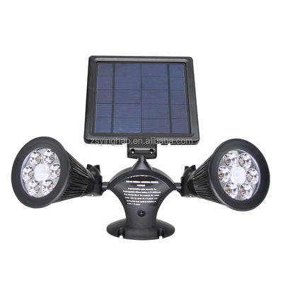 12 LEDs 20-600Lumen Solar Motion Sensor Spotlight مصباح شمسي مزدوج الرأس
