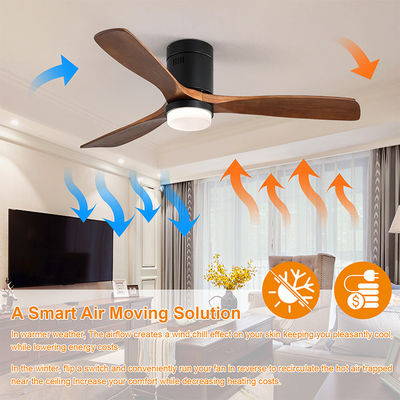 النمط الصناعي 65 وات مروحة سقف ذات ريش خشبية 90lm / w 120v مصباح مروحة سقف