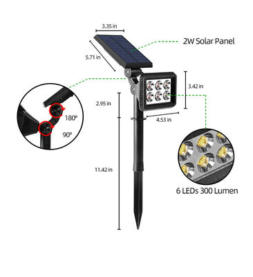 IP65 3.7V 2200MAH LED الشمسية ضوء المناظر الطبيعية 300 التجويف أضواء المسار الشمسي